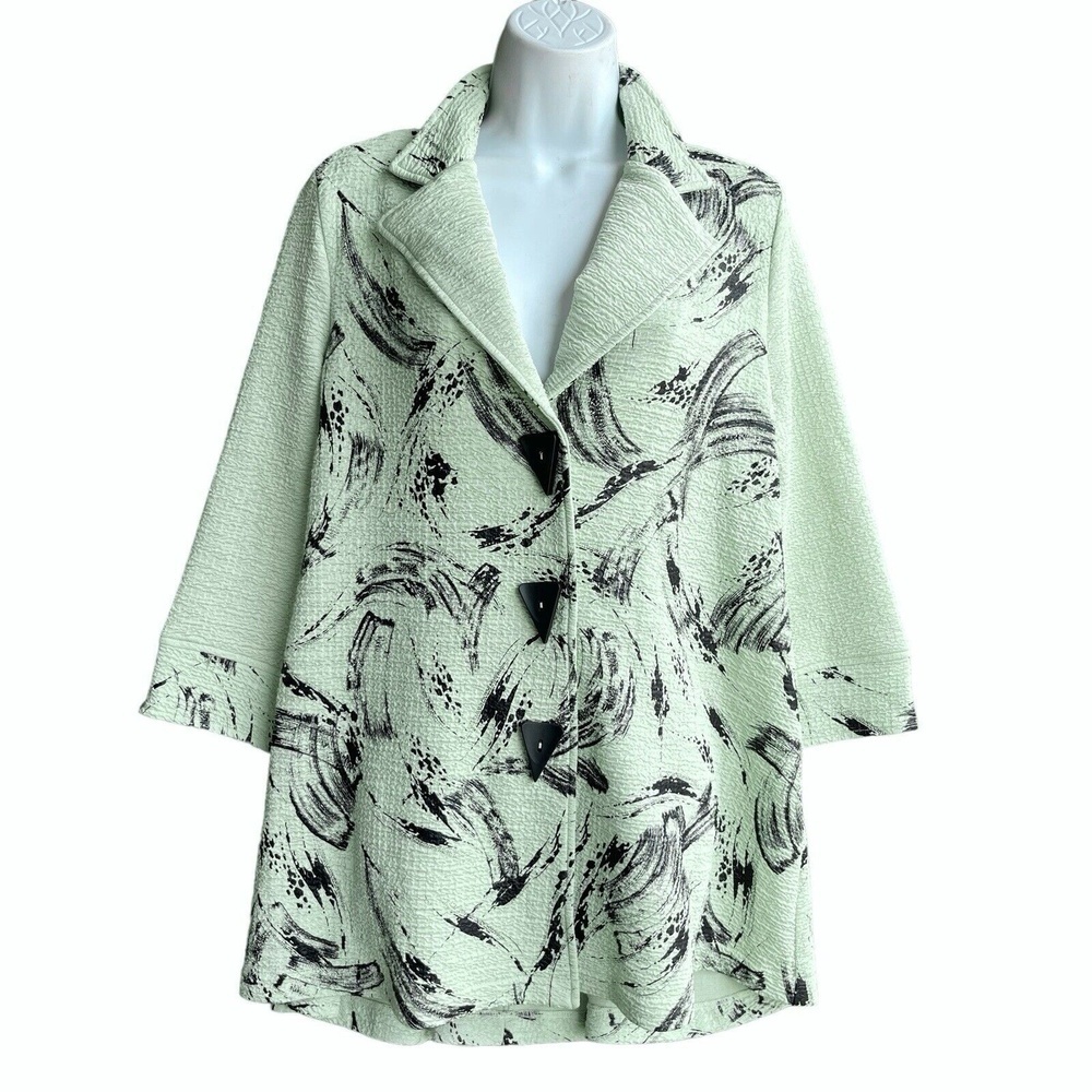 SAINT GIL Paris Jacket Women’s Size M Mint Puckered Textured 3-buttons